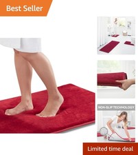 Cozy Velvet Bathroom Rug 17" x 24"   Machine Washable Non-Slip Memory Foam
