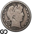 1915 Barber Half Dollar, Full Rims, Choice VG++