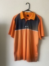 Oakley Polo Golf Shirt Performance Short Sleeve Orange Black Mens Size Medium