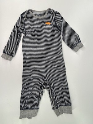 Carter's Simply Joys Blue Striped Long Sleeve One Piece With Dinosaur Size 12 Mo