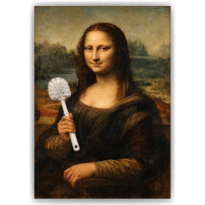 Mona Lisa Poster Klobürste Deko Toilette Gäste-WC Badezimmer Lustiges Wandbild