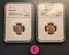 F) Lot of 2: 1947 (P) Lincoln Wheat Pennies NGC-CERTIFIED MS64 RED 🔥 🔥 1¢