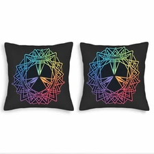 Set of 2 Decorative Throw Pillow Covers 18x18in - Geometric Triangle Pattern