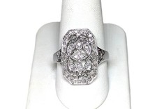 14K White Gold Diamond Ring, Size 9-3/4