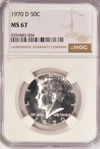1970 D Kennedy Half Dollar NGC MS 67 Coin Looks Near Proof Like 50C