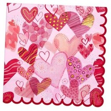 50Pcs Valentines Paper Napkins - 3-Ply Foil Sweet Heart Disposable Cocktail