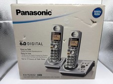 Panasonic KX-TG1032 DECT 6.0 2 Silver Handsets Digital Cordless Phone System NOS