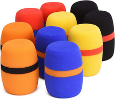 10 Pack Colorful Foam Mic Cover Handheld Microphone Windscreen, Foam Mic Windscr