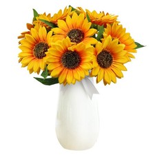 Artificial Sunflowers with Stems,10pcs Faux Silk Yellow Flower Yellow 10pcs