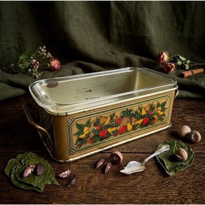 Vintage 1981 Teleflora Pyrex Loaf Pan Set - Fruit Harvest Caddy with Pyrex 213