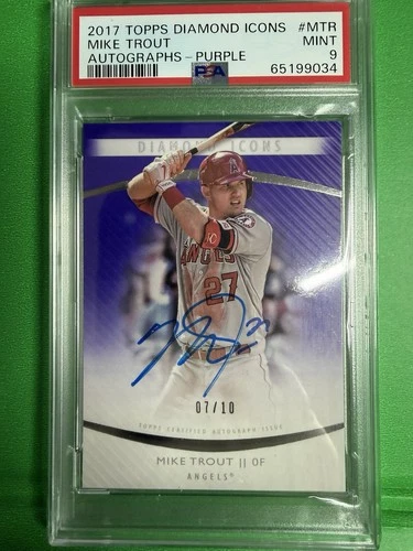 2017 TOPPS DIAMOND ICONS AUTOGRAPHS #MTR MIKE TROUT AUTOGRAPHS-PURPLE POP 1