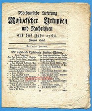 Mecklenburg, Rostocksche Zeitung, Urkunden und Nachrichten, 2. St&uuml;ck, um 1760 !