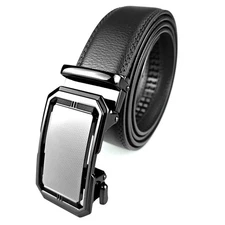 Genuine Leather Mens Ratchet Belt Belts For Men Adjustable Automatic Buckle