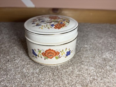 Sadler Vintage Keramik Deckel Schmuckdose verziert Blumen Goldrand Waschtisch Aufbewahrung