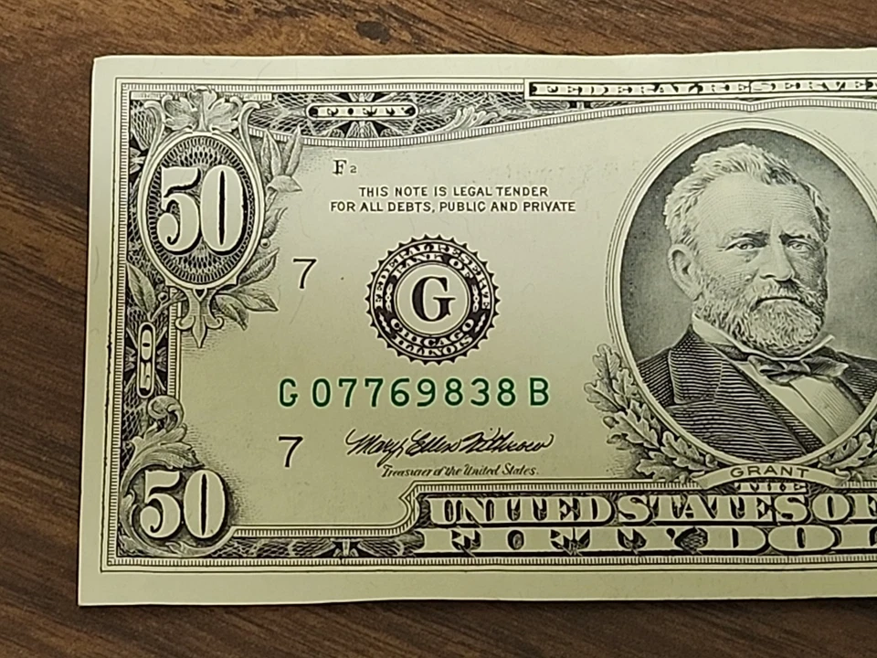 Series 1993 $50 Bill * CHICAGO * G 07769838 B - Image 2 of 4