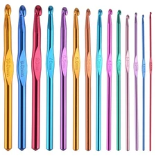 BCMRUN 14 pcs Multicolor Aluminum Crochet Hooks Knitting Needles Craft Yarn 2...