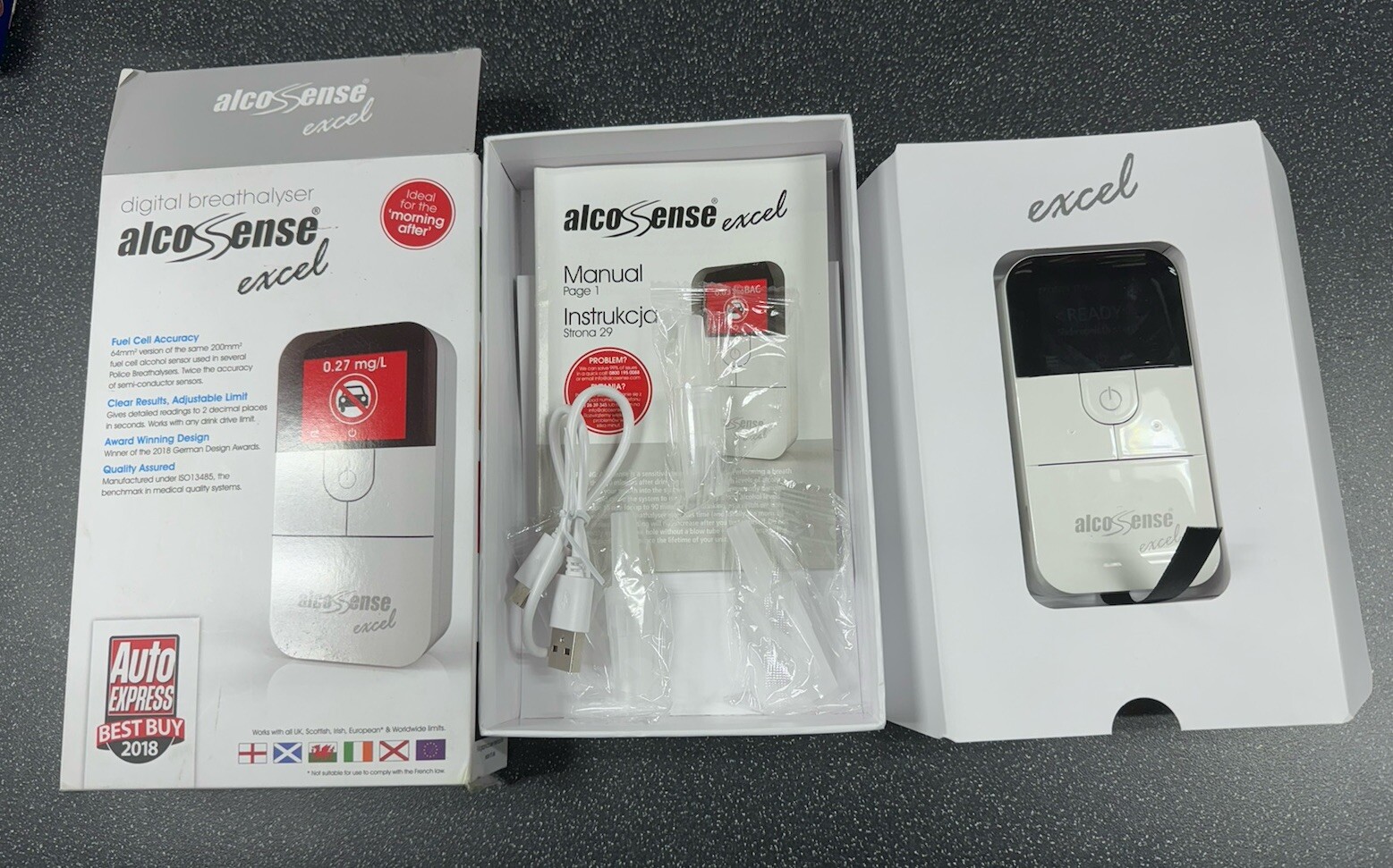 AlcoSense Excel Fuel Cell Breathalyser Electronic Alcohol Breathalyzer