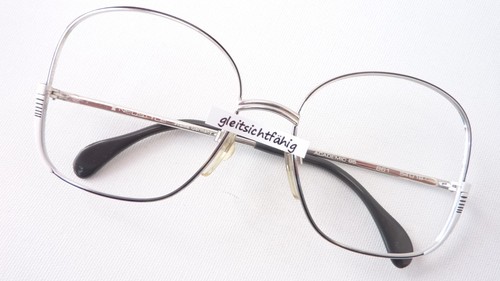 Vintage Brille Fassung XL Gläser Metall Rahmen silberweiß Damen Neostyle Gr M - Picture 3 of 4