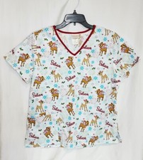 Rudolph the Red Nosed Reindeer Medical Scrub Top Women's Size Medium NEW - L2