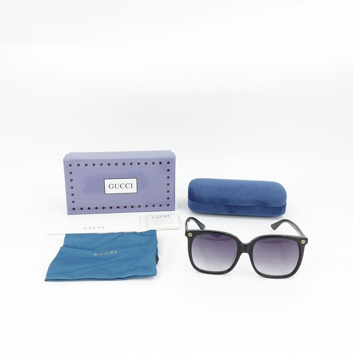 Gucci GG0022 Oversized Acetate Sunglasses Black Gray OS | eBay display picture 3