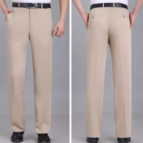 Mens Dress Pants Straight Formal Trousers Slim Casual Office Wedding Business - Picture 6 of 26