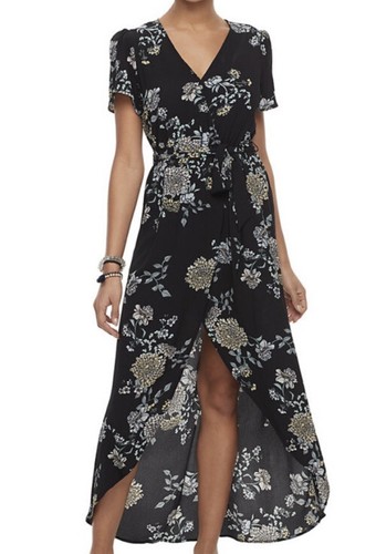 Candie’s Floral Romper Juniors Size Large Long Skirt with Shorts Black Floral - Picture 2 of 8