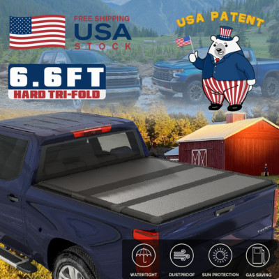 FRP Hard Tri-Fold Tonneau Cover Truck Bed for 07-26 Silverado/Sierra 1500 6.6FT