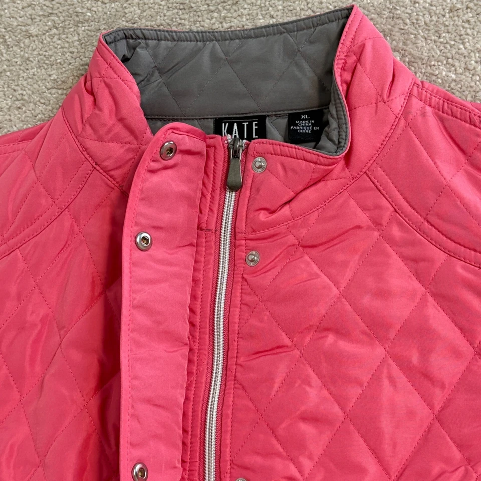 Kate Lord 绗缝女式背心无袖加厚纽扣粉色 XL — 第 4/4 张图片