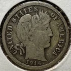 1914 D Barber Dime - Full LIBERTY - FINE/VF - Free Shipping! [A]