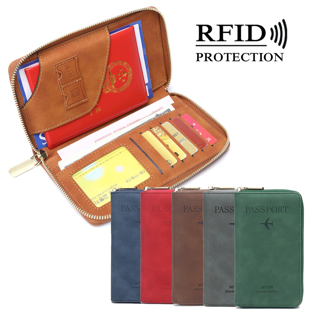 RFID Blocking Family Passport Holder Travel Document Organizer Wallet US-image