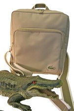 LACOSTE BACKPACK Small Vintage L71 Knapsack Rucksack Bag Casual 12 Beige NEW