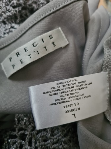 Size Large 14 16 18 PRECIS PETITE silver metallic glass beaded crochet top set - Picture 2 of 21