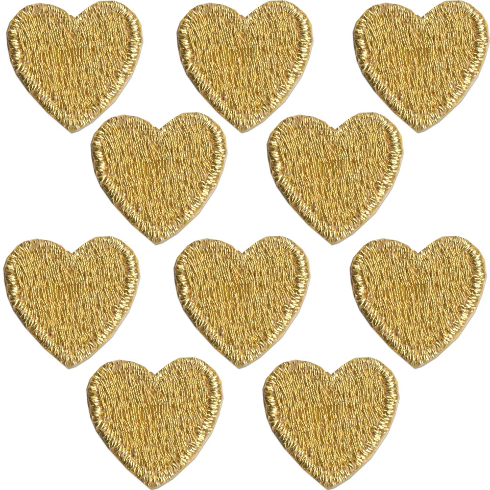 Iron On Tiny Heart Patches (10-Pack) Red, Black, & Gold Heart Patch Applique - Image 3 of 4