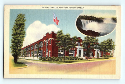 c1950s Niagara Falls NY Home of Spirella Bras Girdles Corsets Linen Postcard G7
