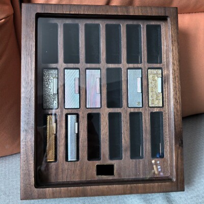 18 Slot Walnut lighters Collection Display Case - for Dunhill Rollagas lighter