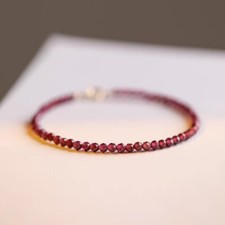Natural 3mm Garnet Stone Beaded Bracelet Burgundy Gemstone Bracelet for Love