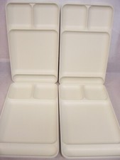 VINTAGE TUPPERWARE ALMOND DIVIDED CAMPING PICNIC TRAY PLATES