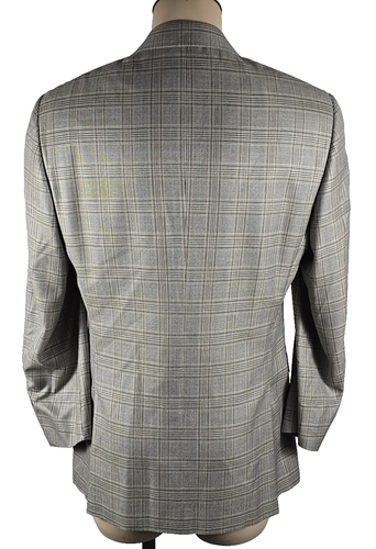 Canali Herren Kariert Seide Wolle Grau Hellbraun Blau Sport Mantel Anzug Jacke Gr 37R US - Bild 3 von 5