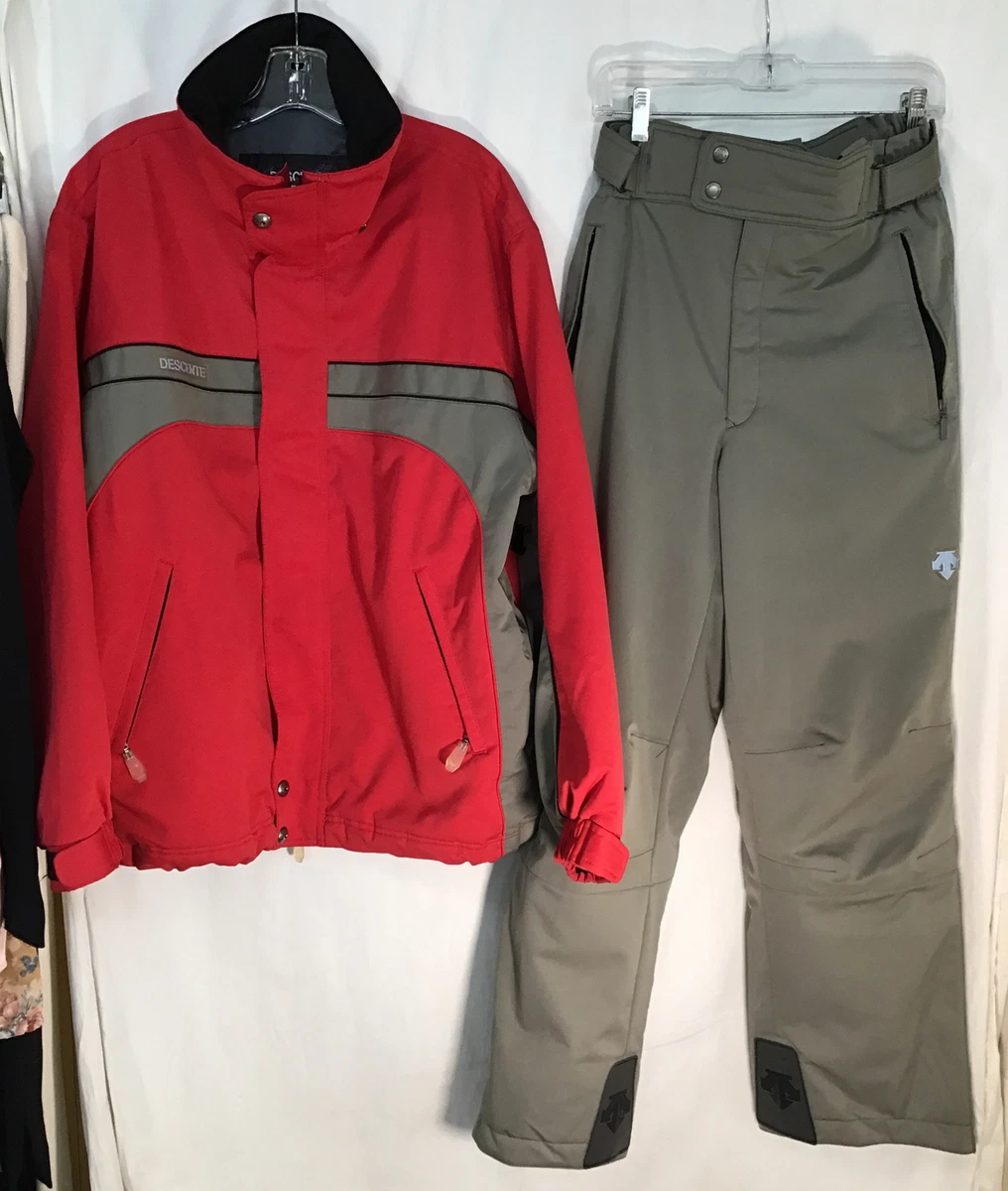 descente Mens Red Storm ski jacket And Taupe Pants Size 32 Jacket Size Small