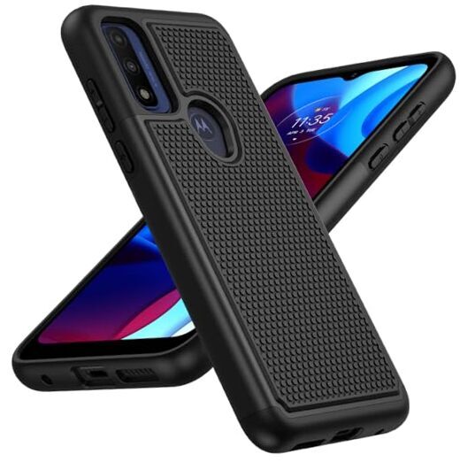 for Motorola Moto G Pure Case: Dual Layer Protective Heavy Duty Black Black