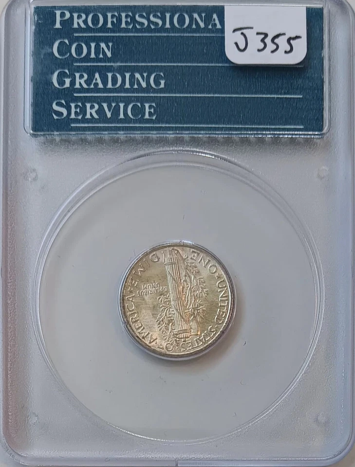 1936 Mercury 90% Silver Dime 10 Cent Coin MS65 PCGS Old Green Rattler Holder OGH - Image 2 of 4