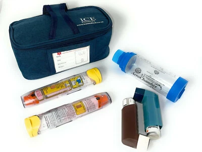 ICE Medical Blue Midi Asthma Medication Epipen Syringe Case Diabetes Inhaler Bag - Image 1 of 4