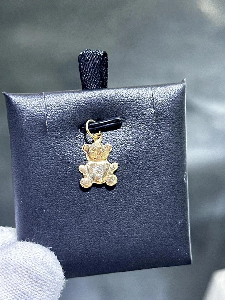 Подарок подвеска в виде плюшевого медвежонка из чистого желтого золота 14 карат