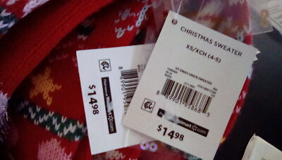 New (2) Christmas sweaters Holiday Time XS (4-5) Unicorn/Dancing