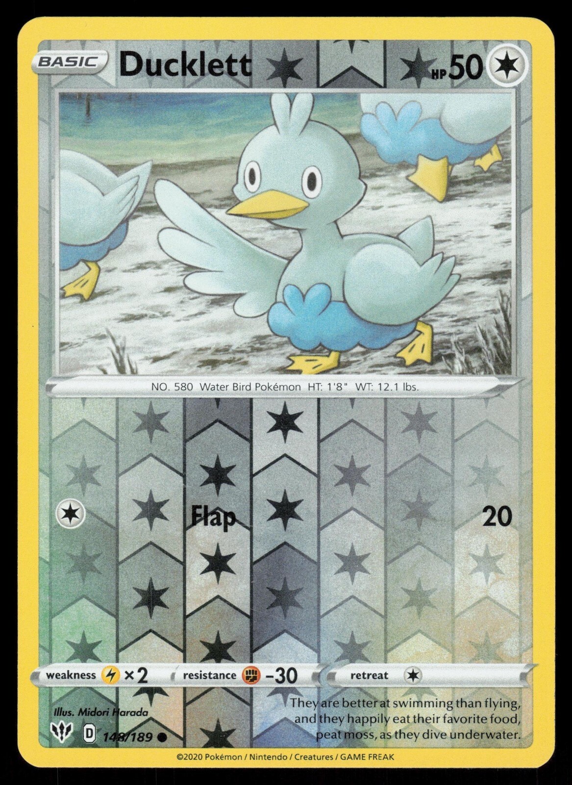 Pokemon - Ducklett - 148/189 - Reverse Holo - Darkness Ablaze - NM/M