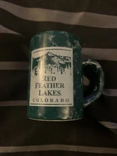 M Ware Red Feather Lakes Colorado Green Marble Mug Shot Glass