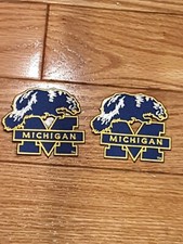  2 University Of Michigan Wolverines Embroidered Iron On Patches 3  X 2.5  NICE