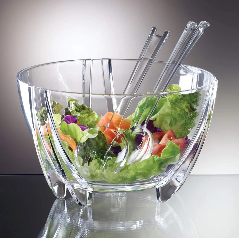 Prodyne Acrylic Salad Bowl with Servers, Clear,6 quarts - Image 3 of 3