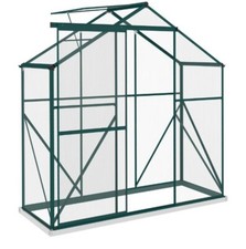Image of Polycarbonate Greenhouse Aluminium Green House Sliding Door 6 x 2.5ft Green