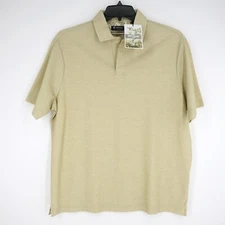 Cremieux Men's Short-Sleeve Shirt Large Tan Solid MonteVerde 100% Cotton NWT $85
